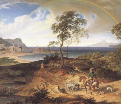 Joseph Anton Koch Stormy Landscape with Returning Rider (mk10)